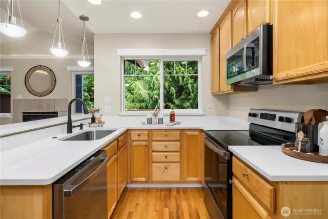 Generous kitchen layout with plenty of room to cook