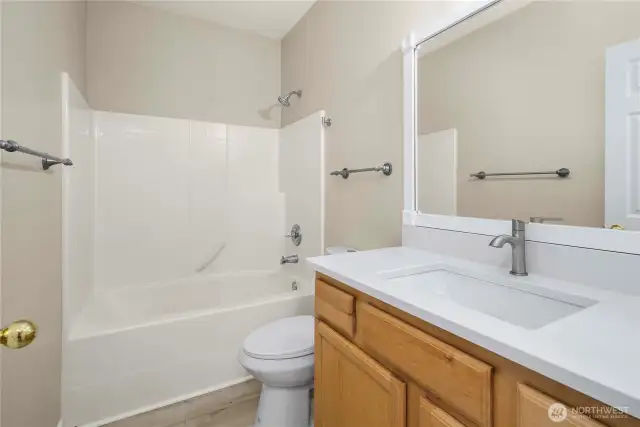 Sleek and functional guest bathroom