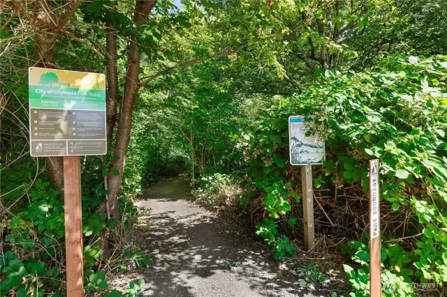 Path to Karen Fraser Woodland Trail / Woodard Creek at end of street