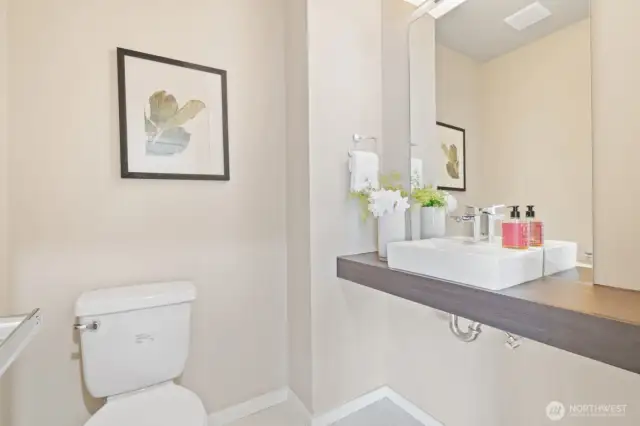 Powder room on upper level.