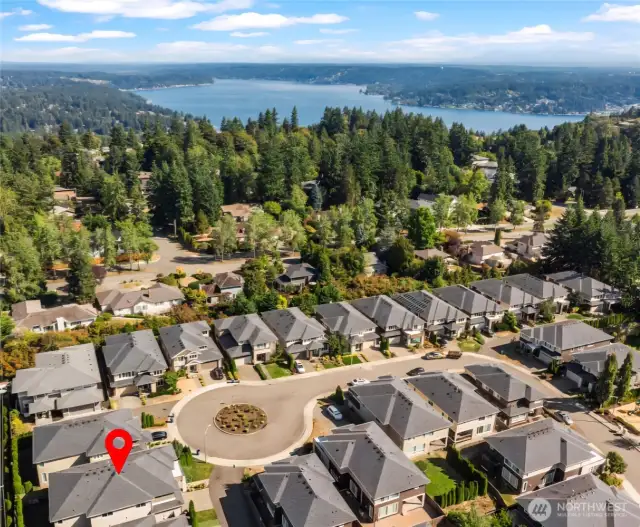 Lakemont community with Lake Sammamish in the background.