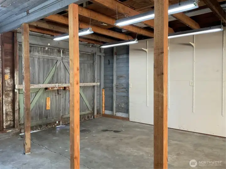 Interior of one car garage