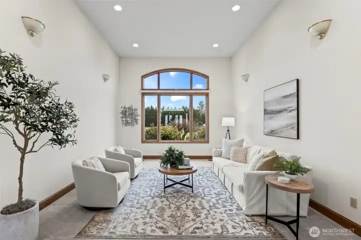 One of two spaces to gather and entertain, with a beautiful view of the property and surroundings