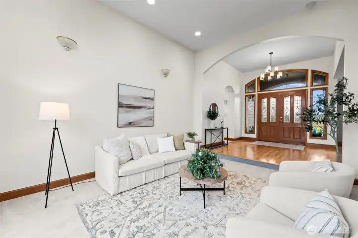 The living room is light and bright and perfect for both quiet and conversations