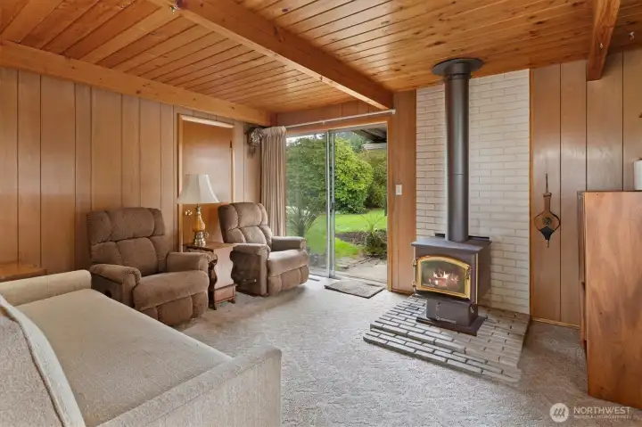 living room w/ pellet stove
