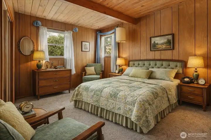 virtually staged primary bedroom