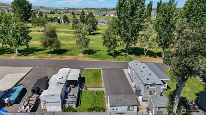 Extra parking space for guests and outdoor equipment.