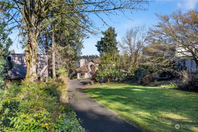 Secluded private driveway provides a very private feel even this close to other homes.