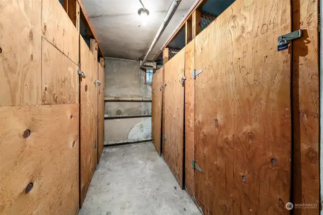 Storage locker on lower level.