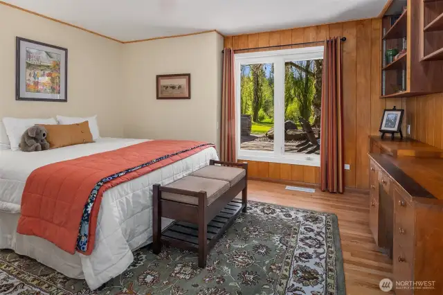 Here is the 3rd bedroom with the original built-in desk and cabinets.