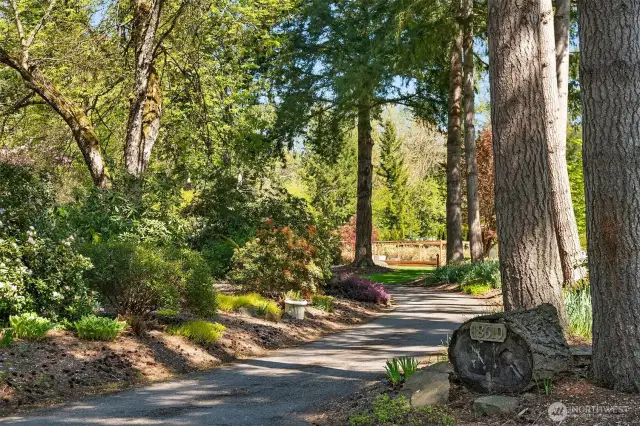 Down the long driveway winding past the wooded and landscaped setting.  Minutes to easy access to Avondale road, yet set back for a quiet ambiance.