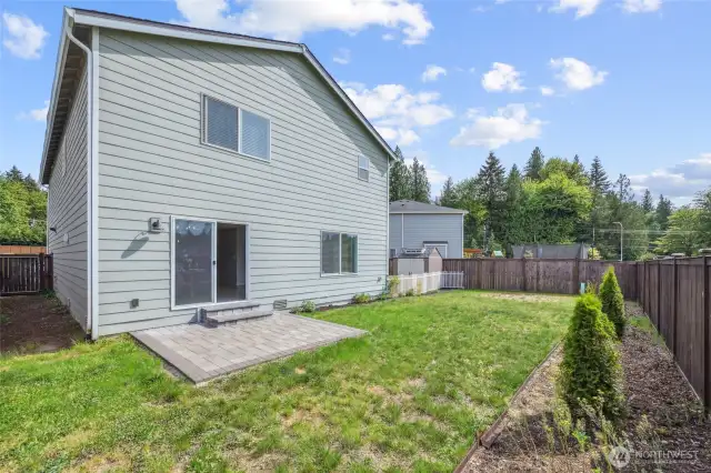 Wide lot makes for plenty of space in the backyard.