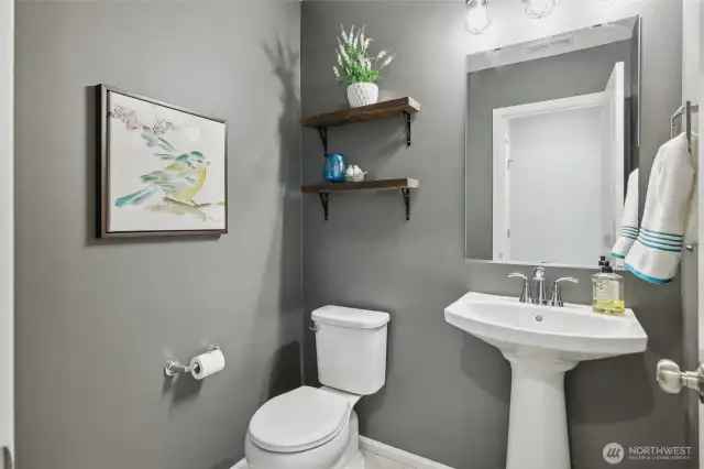 Half bath just off the downstairs office space.