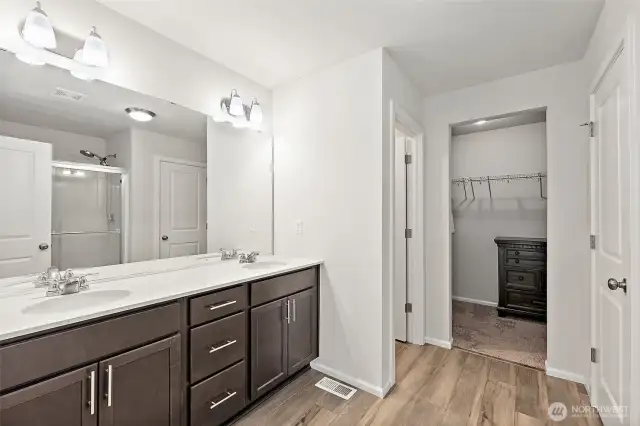 Primary Bathroom with walk-in closet.