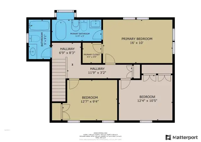 Upper level floor plan.