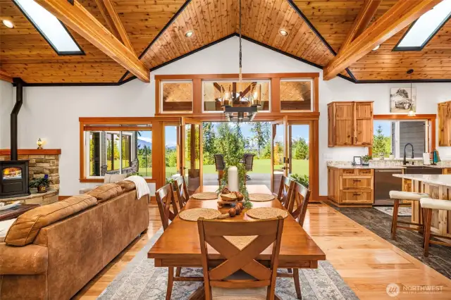 Vaulted ceilings and skylights allow for natural light