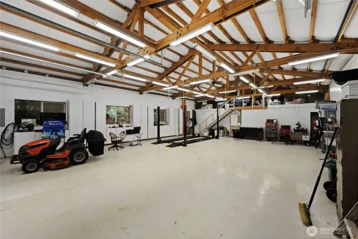 Shop is insulated and heated, with attached ADU.