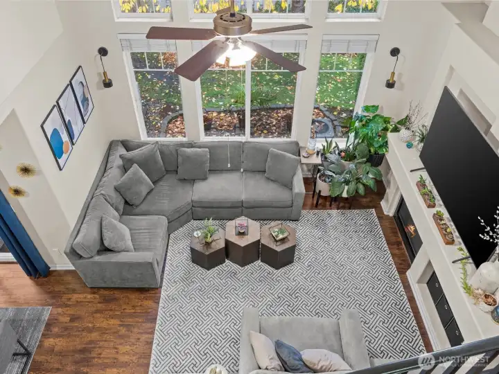 Multiple windows allow an abundance of light to penetrate the space.