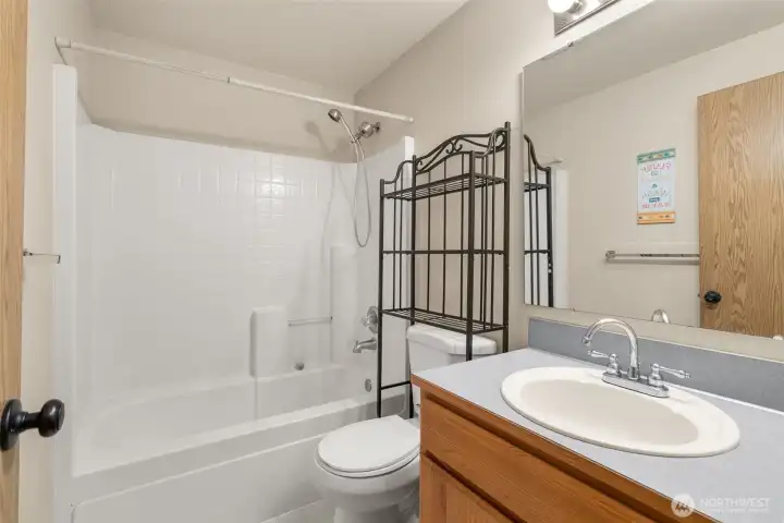 Full bath with updated tub and shower