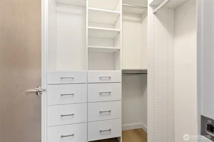 Walk-in closet - awesome storage solutions.