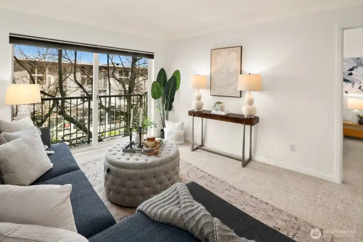 Living room with private balcony