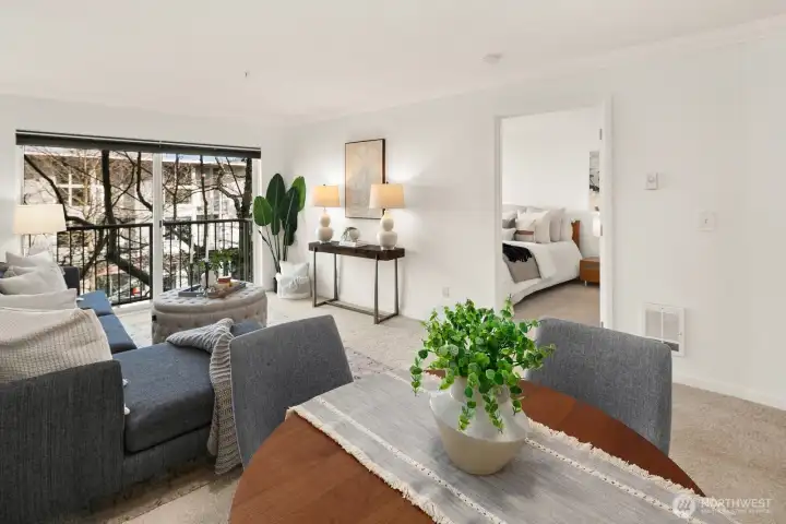 Living room with private balcony