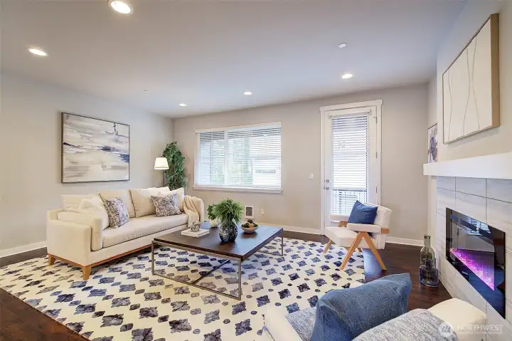 Stylish electric fireplace.