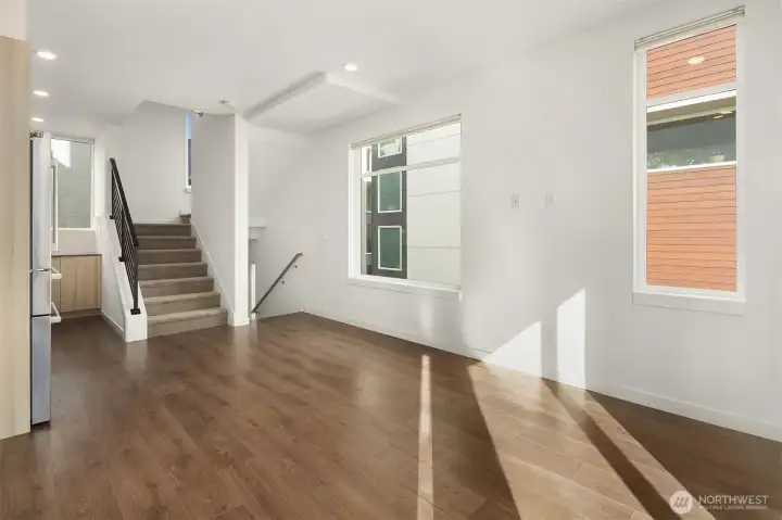 Bright and open main floor with spacious living room.