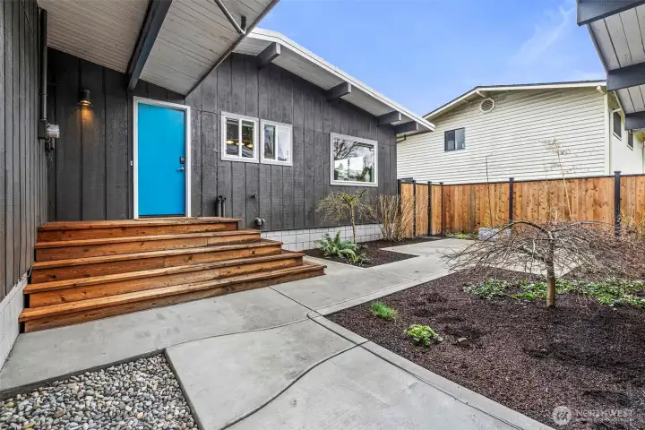 Peaceful private courtyard just outside your back door.