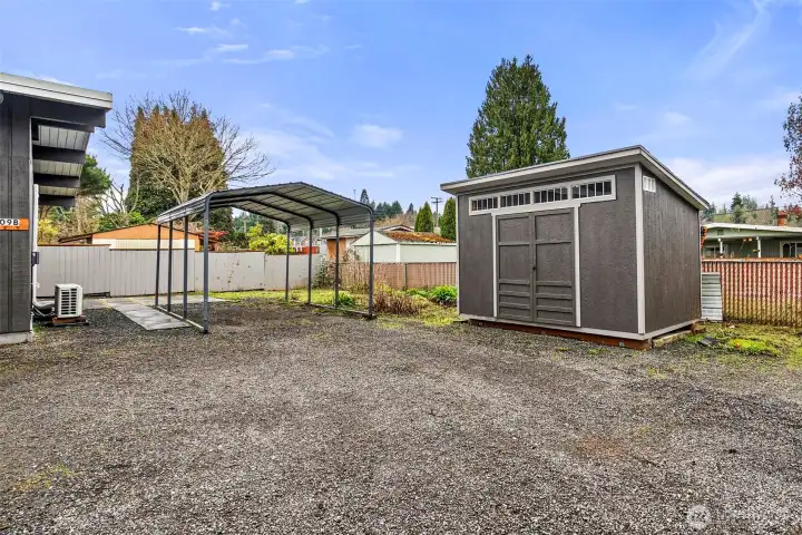 Shed adds great extra storage; it was built on-site and conveys with the property.