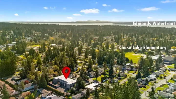 Back of building looking west toward downtown Edmonds.