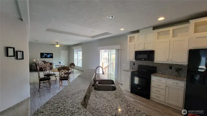 View from kitchen looking into family room