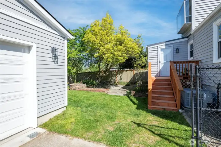 New Garage with quiet remote controlled garage door opener.  Easy access from garage to back door.