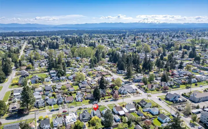 Drone photo.  This property is VERY conveniently located!  Easy access to City Center, North & South Bound I-5 at City Center off ramps.