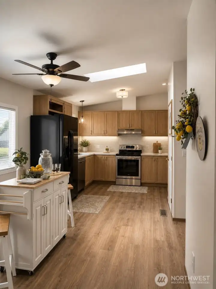 Large kitchen with pantry