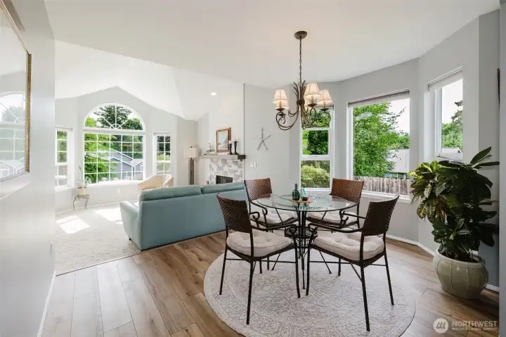 Formal dining room looking into living room