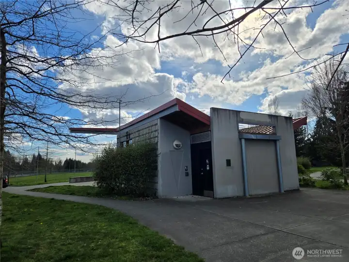 ¼ mile away - Martha Lake Airport Community Park (28 acres).  Bathrooms.
