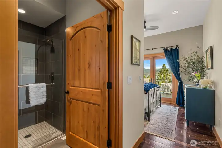 Private guest suite #1 with ensuite 3/4 bath and private balcony access overlooking Lake Chelan