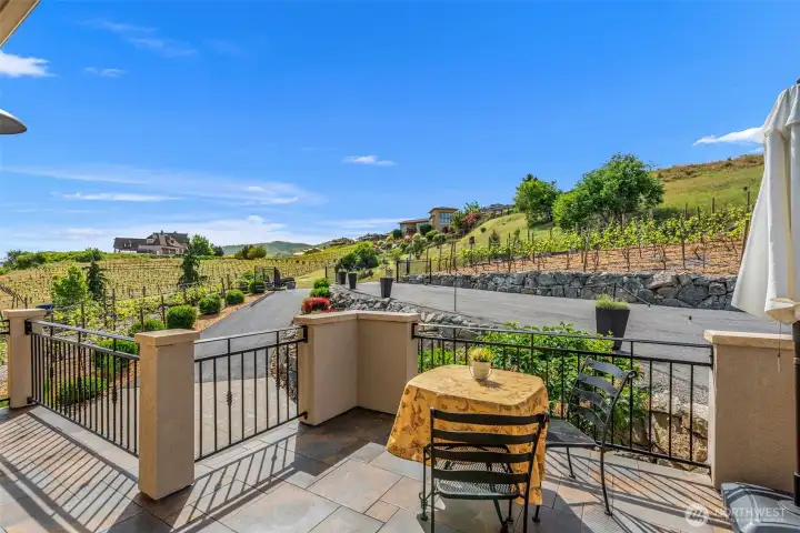 Guest suite #2's vineyard-inspired scenery creates a serene and inviting outdoor retreat