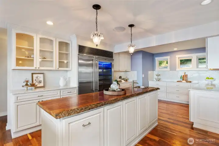African mahogany live-edge kitchen island countertop