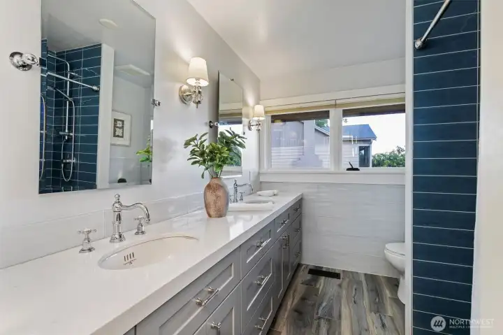 Guest bathroom with double vanity