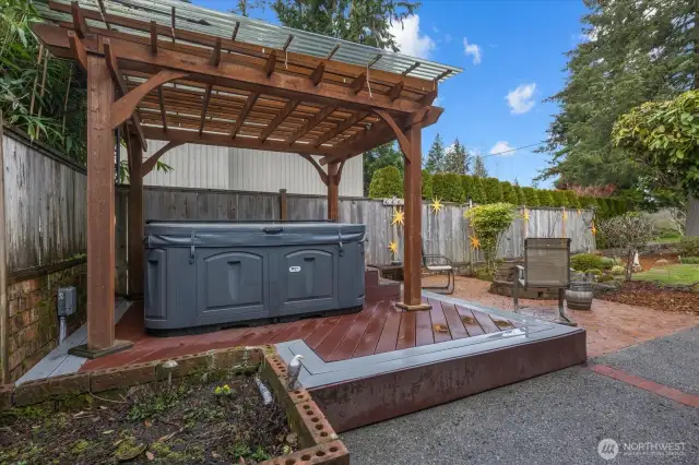 Hot Tub Under Cover in Back Yard