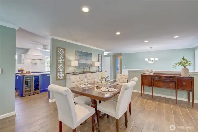 The dining area is located close to the kitchen for entertaining.