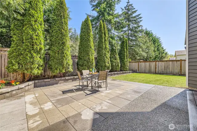 Beautiful stone patio with adjacent trex deck, plus ample yard space AND fully fenced.
