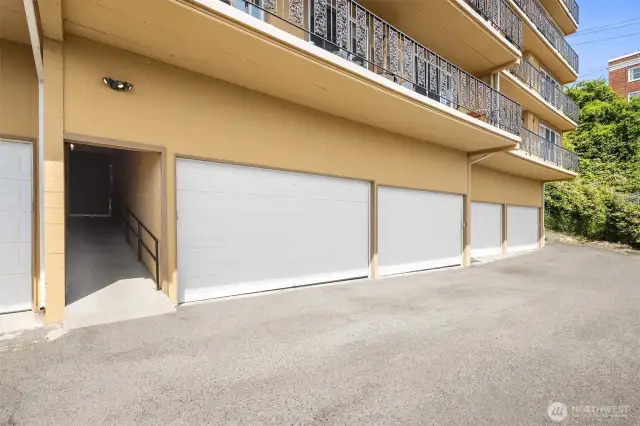 Parking garage and entrance back into the building