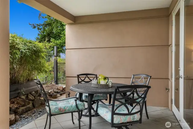 Privacy and quiet ambiance for alfresco dining on the patio.