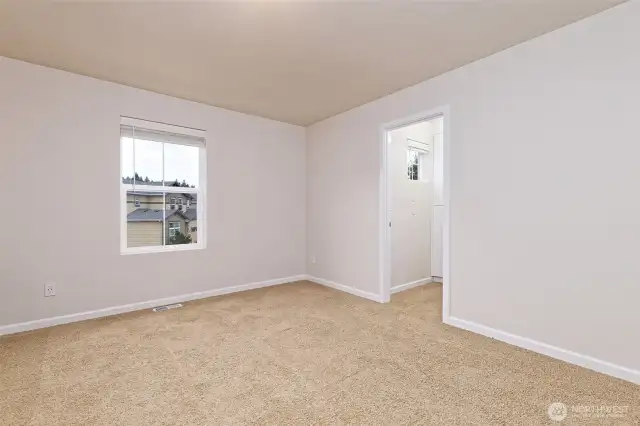 Upstairs living area with storage closet