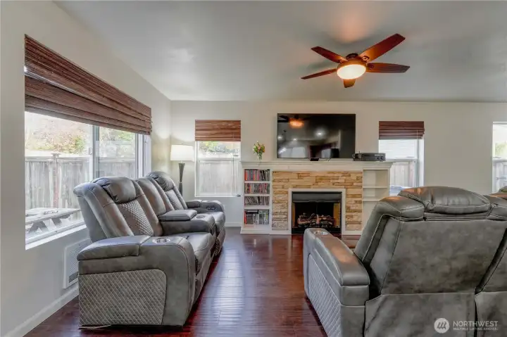 Tons of natural light. All window coverings will stay.