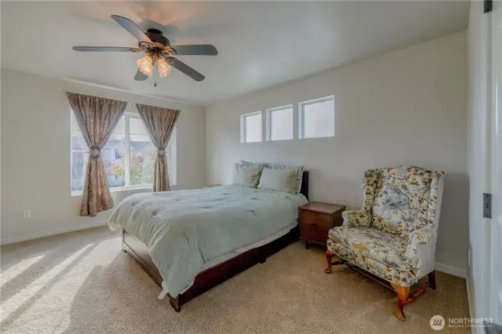 Primary bedroom is spacious, with huge WIC and 3/4 bath