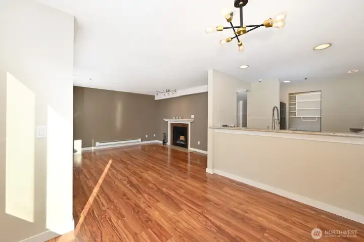 The wood burning fireplace is perfect for Seattle winters.